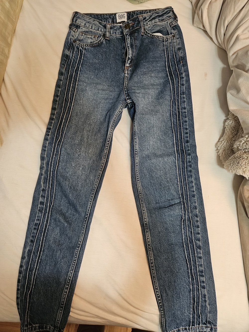 BDG Women's Blue High-Waist Straight Jeans